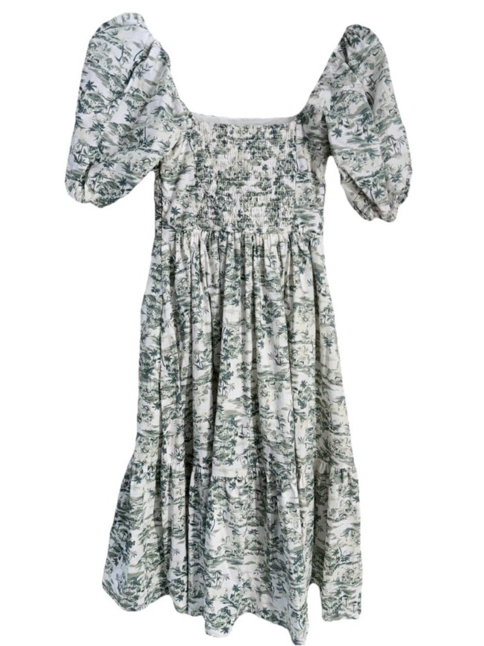 Abercrombie & Fitch Emerson Dress Poplin Puff Sleeve Midi Olive Size S NWOT - Picture 8 of 10